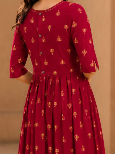 Avishya Ethnic Motifs Print A-Line Midi Dress - Image 4