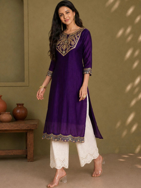 rarethread Women Ethnic Motifs Embroidered Kurta - Image 3