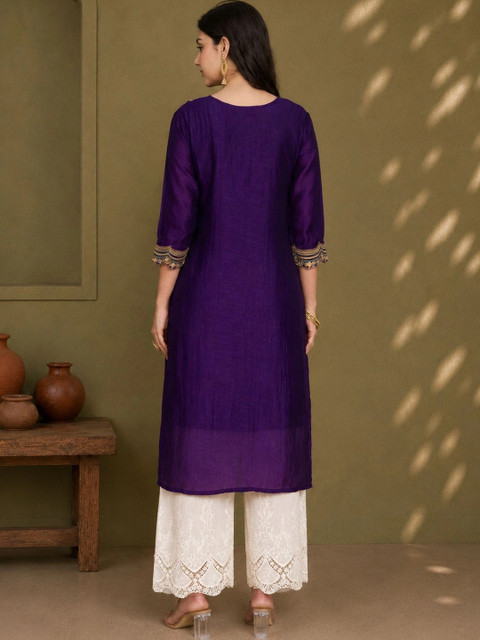 rarethread Women Ethnic Motifs Embroidered Kurta - Image 6