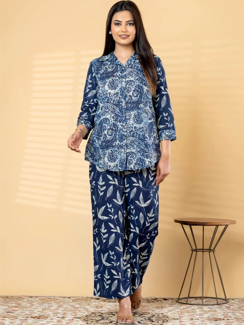 Readiprint Floral Cotton Printed Tunic with Trousers - Image 4