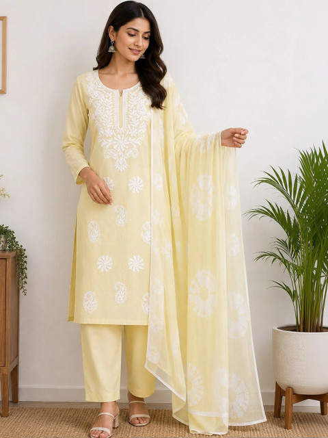 FABLIC Embroidered Pure Cotton Unstitched Dress Material