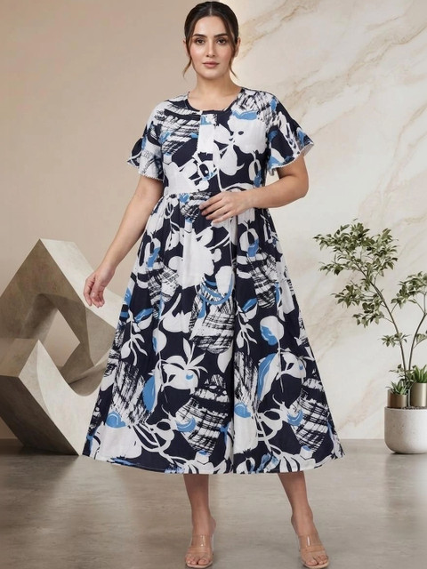 KALINI Print A-Line Midi Dress