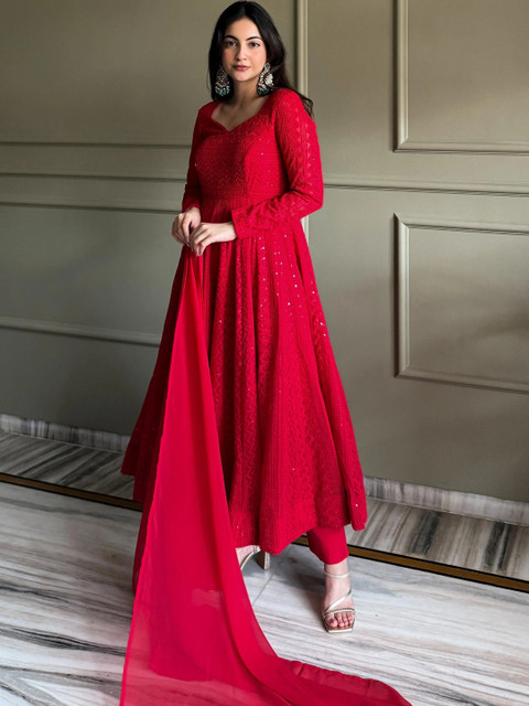 Manahashree fashion Women Ethnic Motifs Embroidered Empire Thread Work Kurta with Trousers & With Dupatta - Image 5