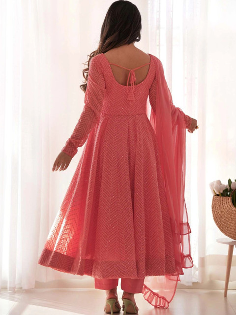 Manahashree fashion Women Ethnic Motifs Embroidered Empire Sequinned Kurta with Trousers & With Dupatta - Image 6