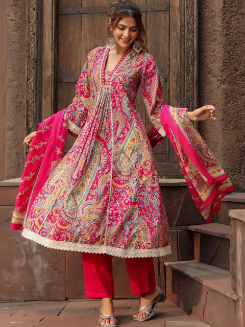 Sangria Women Paisley Printed Regular Kurta with Trousers & With Dupatta - Image 6