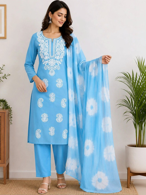 FABLIC Embroidered Pure Cotton Unstitched Dress Material