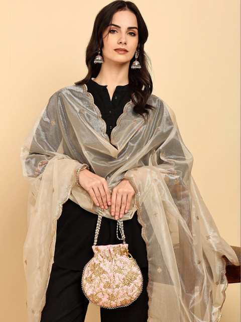 Dulha Dulhan Ethnic Motifs Embroidered Dupatta with Thread Work - Image 4