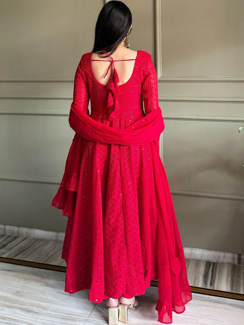 Manahashree fashion Women Ethnic Motifs Embroidered Empire Thread Work Kurta with Trousers & With Dupatta - Image 6