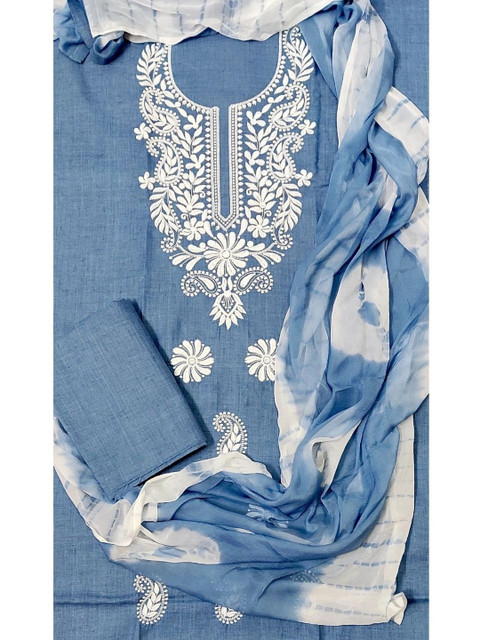 FABLIC Embroidered Pure Cotton Unstitched Dress Material - Image 3