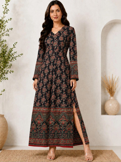 KALINI Ethnic Motifs Print Maxi Dress