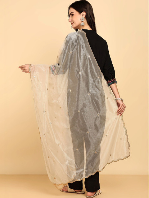 Dulha Dulhan Ethnic Motifs Embroidered Dupatta with Thread Work - Image 5