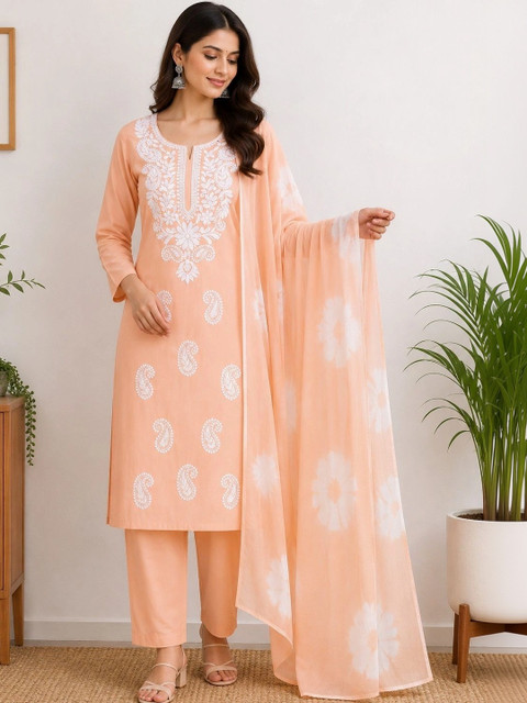 FABLIC Embroidered Pure Cotton Unstitched Dress Material