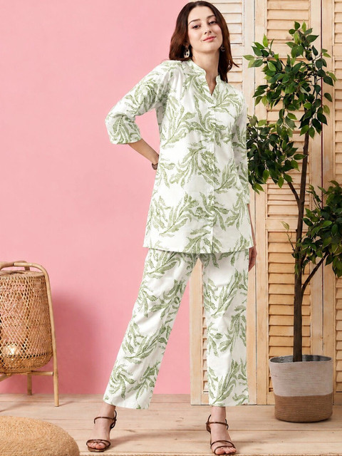 Kiana House Of Fashion Floral Printed Tunic with Trousers