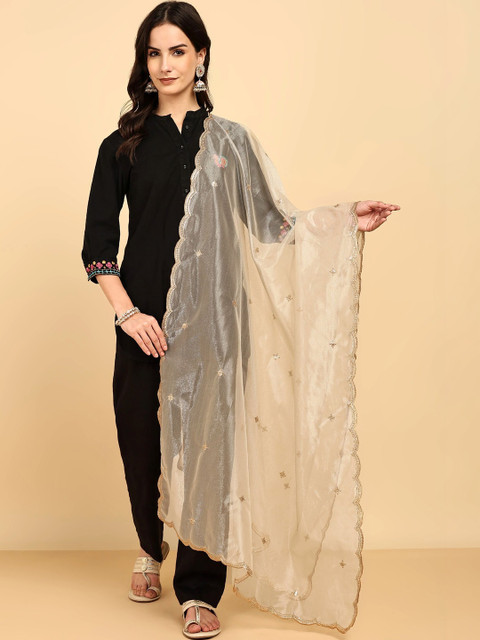 Dulha Dulhan Ethnic Motifs Embroidered Dupatta with Thread Work - Image 3