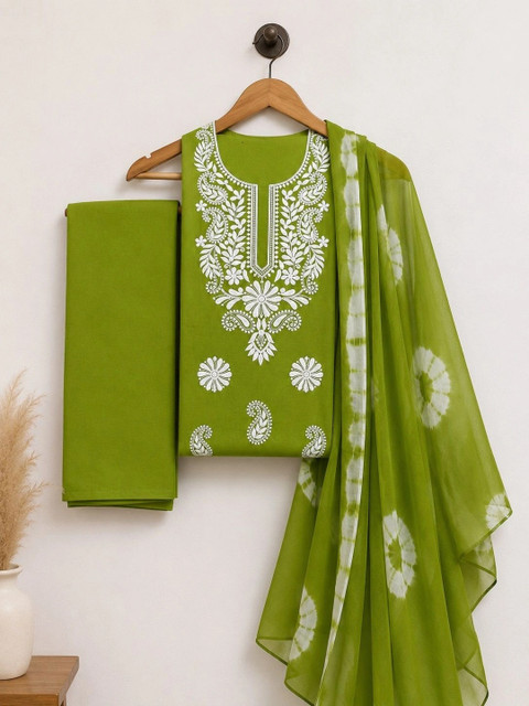 FABLIC Embroidered Pure Cotton Unstitched Dress Material - Image 3