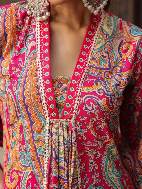 Sangria Women Paisley Printed Regular Kurta with Trousers & With Dupatta - Image 7