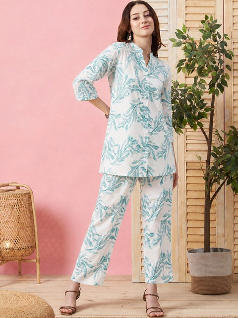 Kiana House Of Fashion Tropical Printed Tunic with Trousers