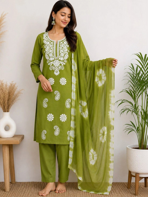 FABLIC Embroidered Pure Cotton Unstitched Dress Material