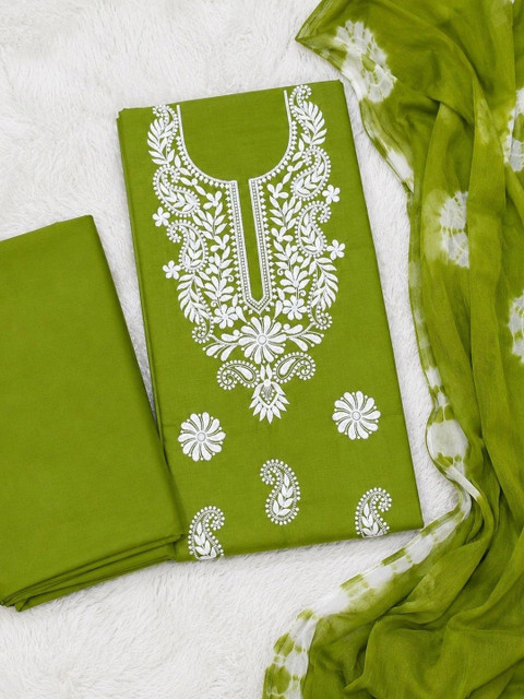 FABLIC Embroidered Pure Cotton Unstitched Dress Material - Image 2