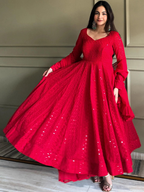 Manahashree fashion Women Ethnic Motifs Embroidered Empire Thread Work Kurta with Trousers & With Dupatta