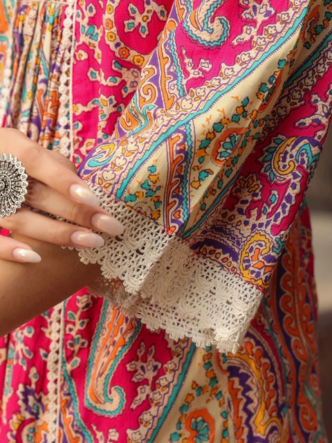 Sangria Women Paisley Printed Regular Kurta with Trousers & With Dupatta - Image 5