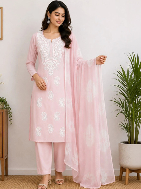FABLIC Women Cotton Embroidered Unstitched Dress Material