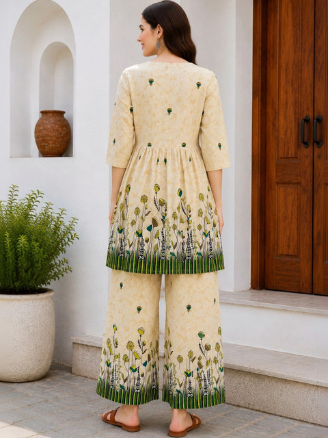 NEW ETHNIC 4 YOU Floral Printed Top with Palazzos - Image 2