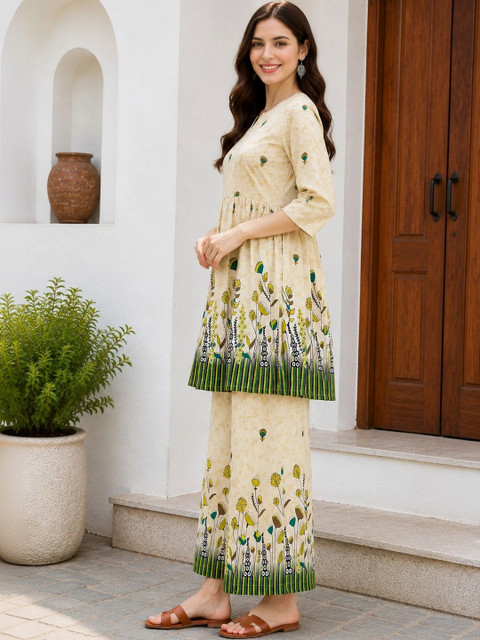 NEW ETHNIC 4 YOU Floral Printed Top with Palazzos - Image 3