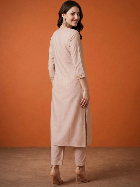 THE52 Women Ethnic Motifs Embroidered Regular Thread Work Kurta with Trousers & With Dupatta - Image 6