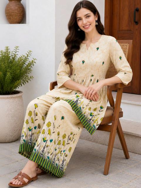 NEW ETHNIC 4 YOU Floral Printed Top with Palazzos - Image 4