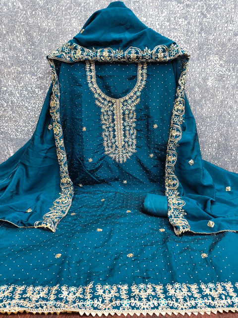M FASHION Raw Silk Unstitched Dress Material - Image 2