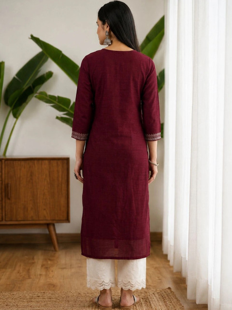FORKEY Women Embroidered Thread Work Kurta - Image 3