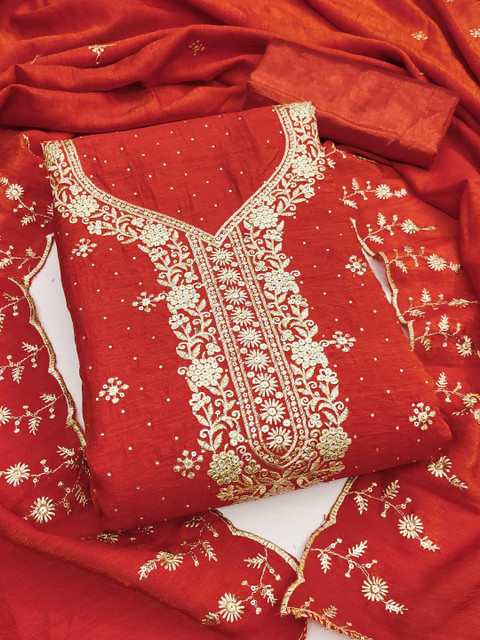 M FASHION Raw Silk Unstitched Dress Material