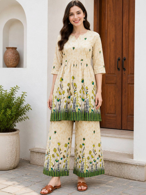 NEW ETHNIC 4 YOU Floral Printed Top with Palazzos