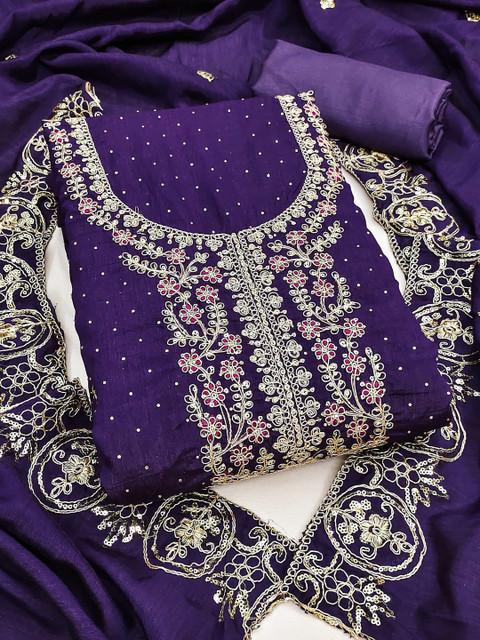 M FASHION Raw Silk Unstitched Dress Material