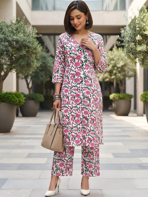 Nayo Floral Cotton Printed Tunic with Trousers