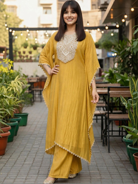 Anouk Rustic Women Ethnic Motifs Embroidered Regular Thread Work Kurta with Palazzos - Image 2