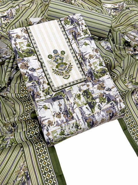 all about you Printed Pure Cotton Unstitched Dress Material