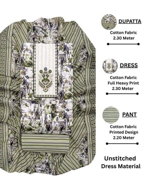 all about you Printed Pure Cotton Unstitched Dress Material - Image 6
