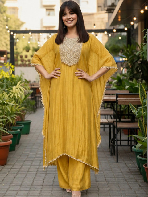 Anouk Rustic Women Ethnic Motifs Embroidered Regular Thread Work Kurta with Palazzos - Image 5