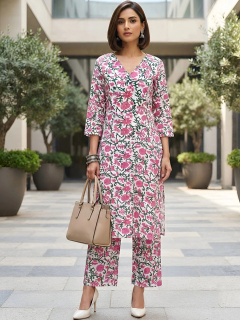Nayo Floral Cotton Printed Tunic with Trousers - Image 5