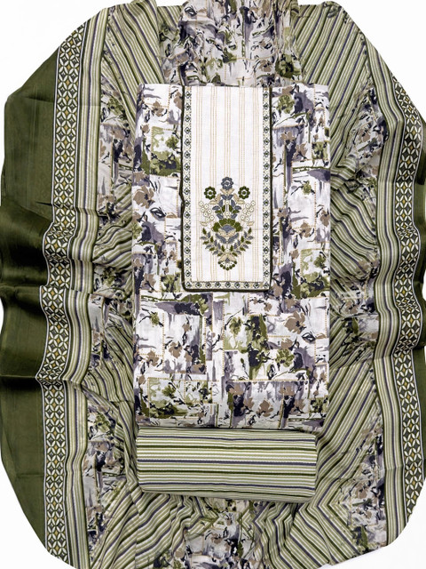 all about you Printed Pure Cotton Unstitched Dress Material - Image 3