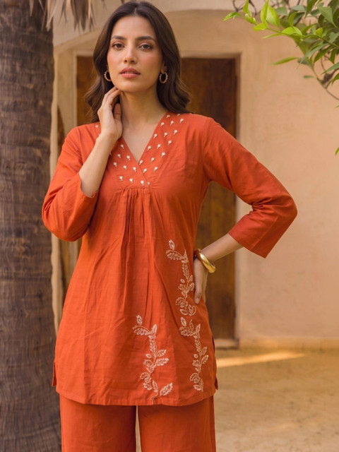 Rangita Cotton Embroidered Tunic with Trousers - Image 5