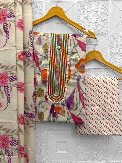 all about you Printed Pure Cotton Unstitched Dress Material