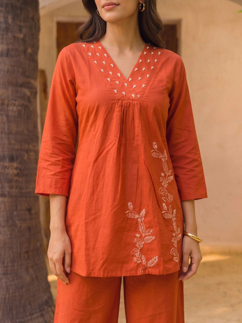Rangita Cotton Embroidered Tunic with Trousers - Image 4