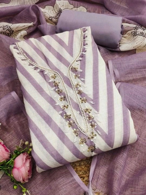WaCraz Printed Linen Semi-Stitched Dress Material