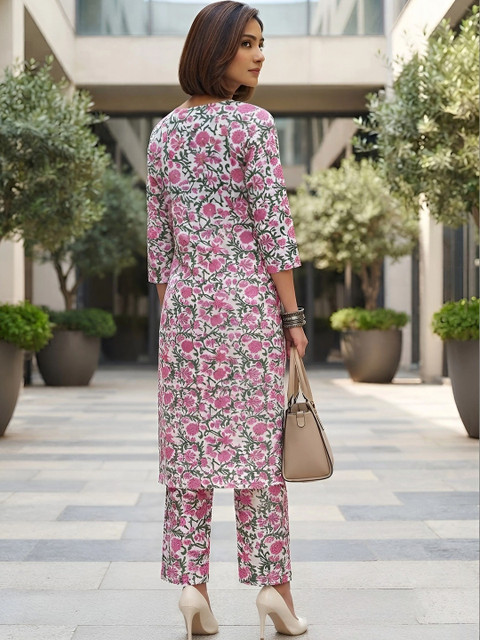 Nayo Floral Cotton Printed Tunic with Trousers - Image 6