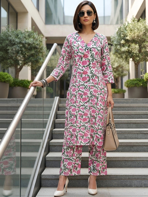Nayo Floral Cotton Printed Tunic with Trousers - Image 3