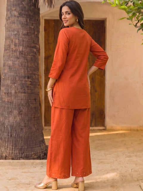 Rangita Cotton Embroidered Tunic with Trousers - Image 3