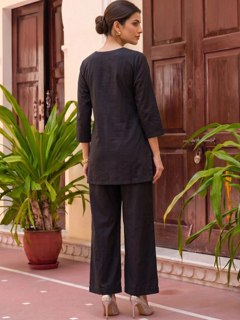 Rangita Cotton Embroidered Tunic with Trousers - Image 3